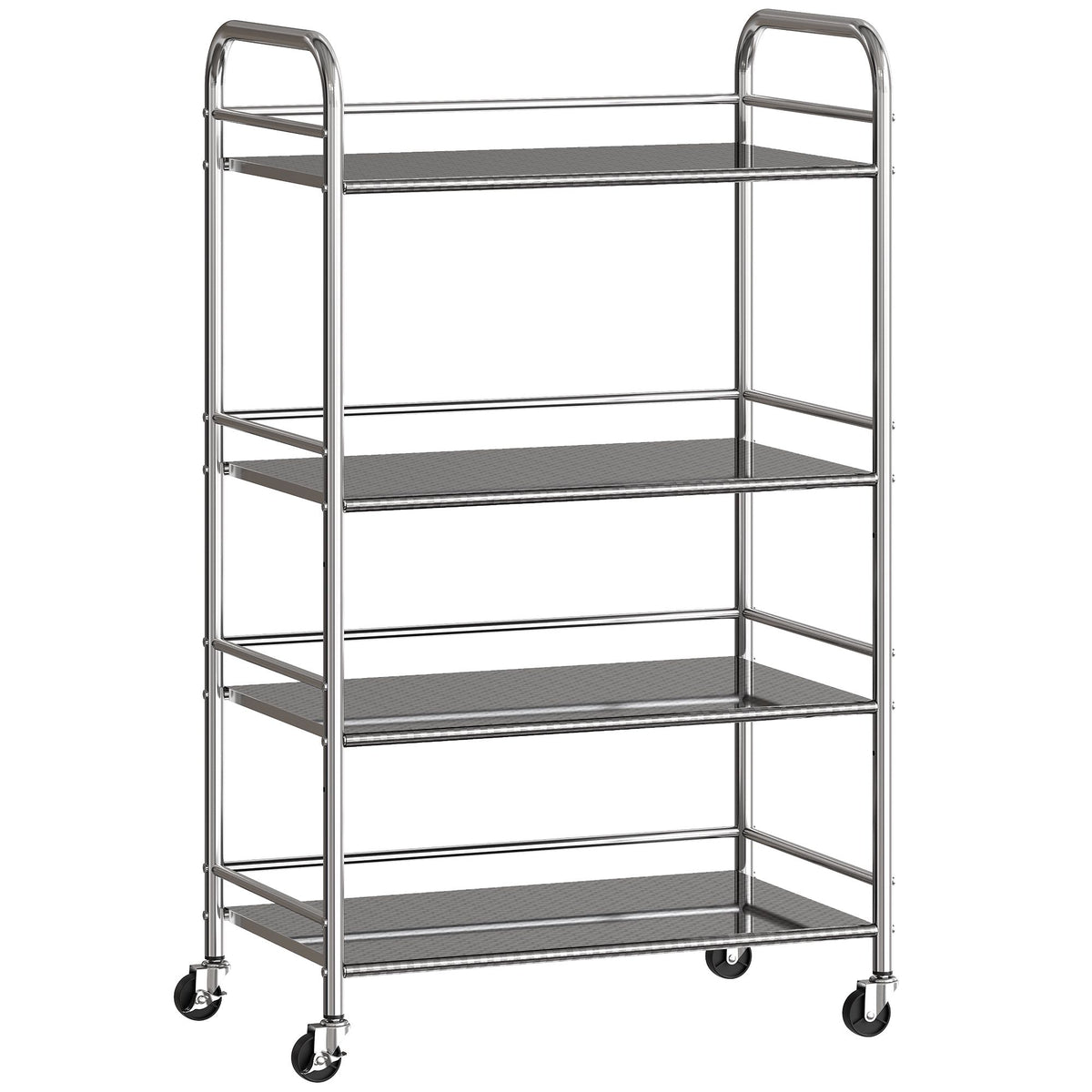 4-Tier Kitchen Cart, Adjustable Shelves, Stainless Steel