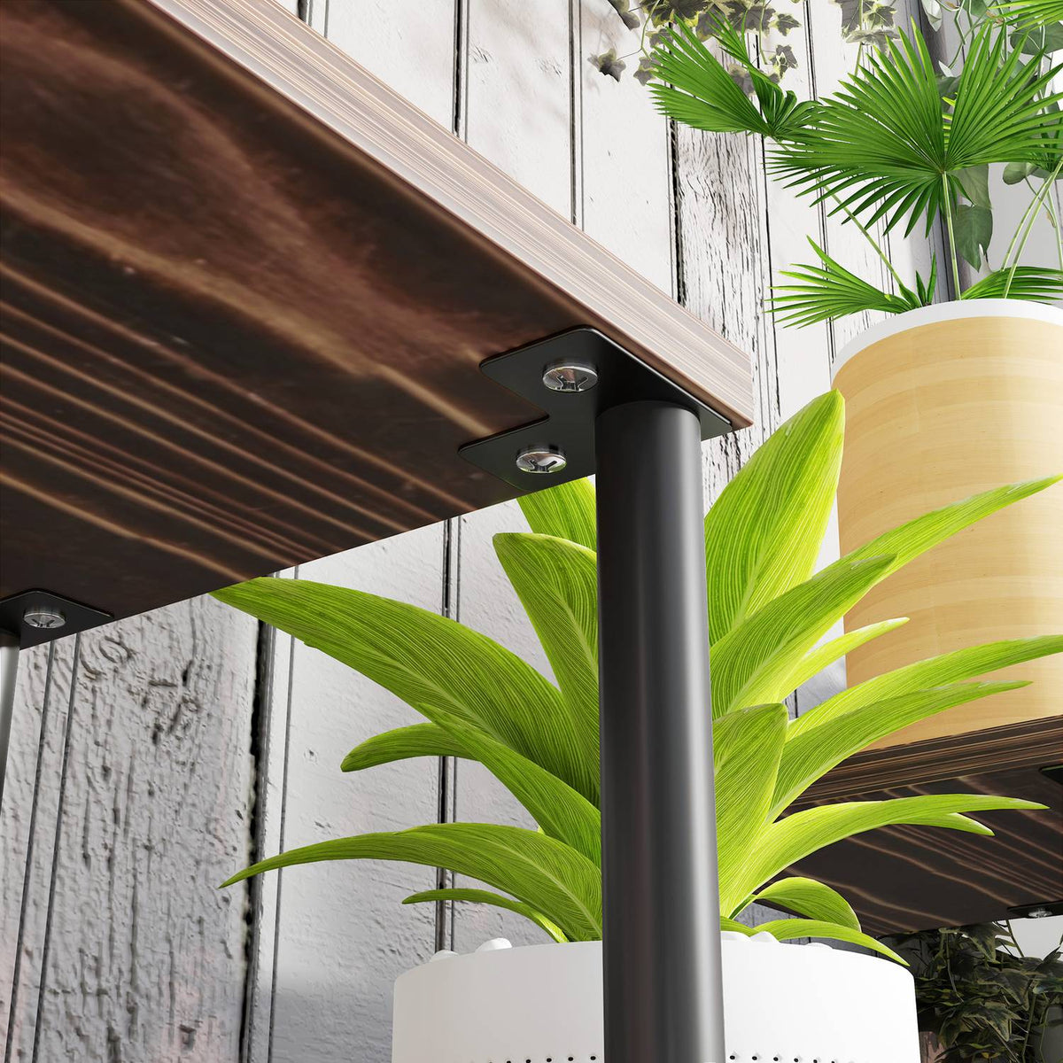 4-Tier Plant Stand, 61.5 cm High Flower Stand for Indoor Outdoor Use, Wooden Plant Shelf, Multi-Tier Flower Shelf, Flower Stairs Flower Pot Stand for Living Room, Garden Balcony, Charred