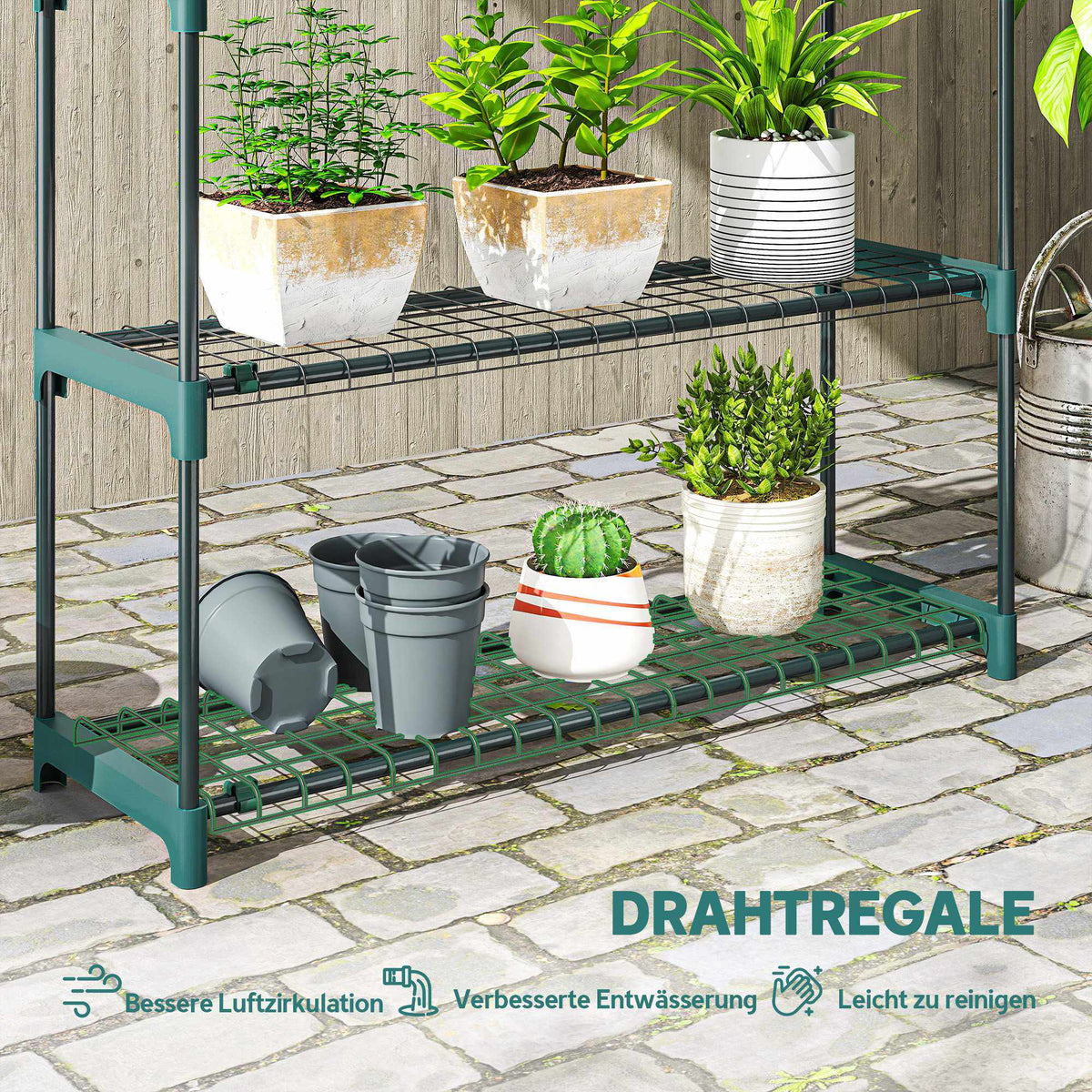 4-Tier Plant Stand Set, Indoor Outdoor Steel, 104 cm