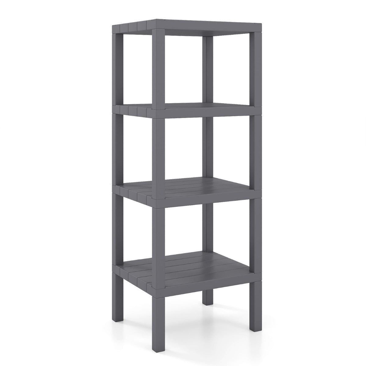 4-Tier Plastic Storage Shelf, Grey, 38x32.5x99 cm