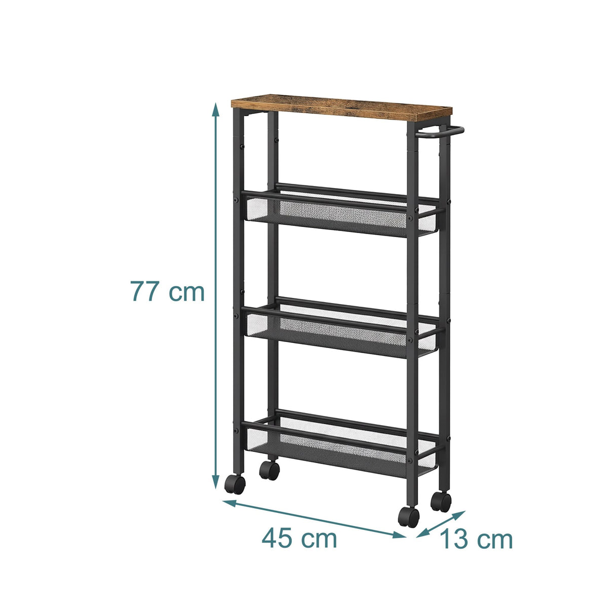 4-Tier Slim Trolley for Kitchen or Bathroom Storage