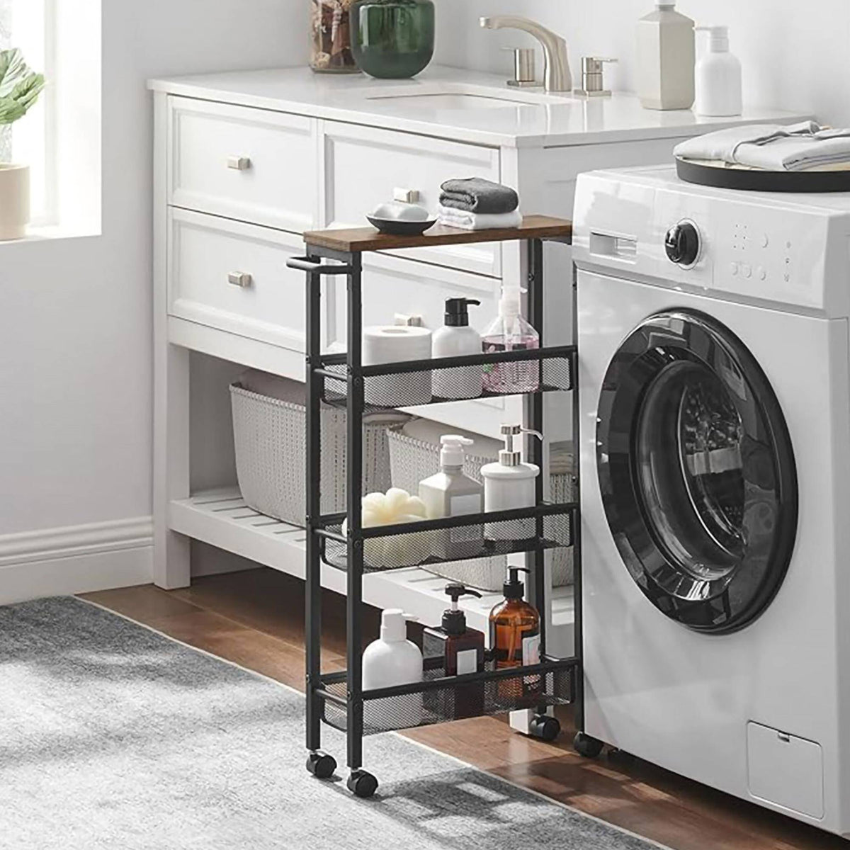 4-Tier Slim Trolley for Kitchen or Bathroom Storage
