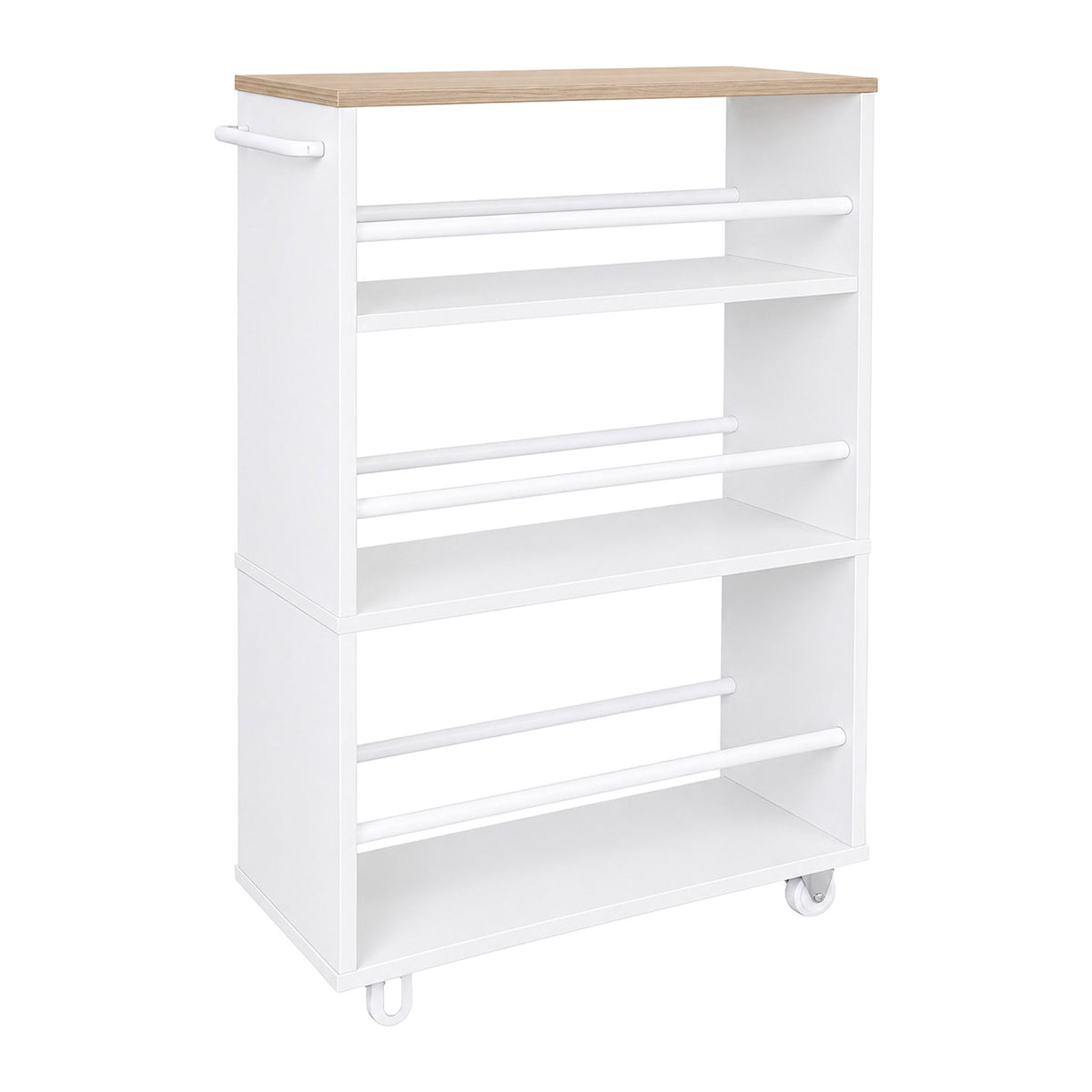 4-Tier Slim Trolley with Handle – Natural White