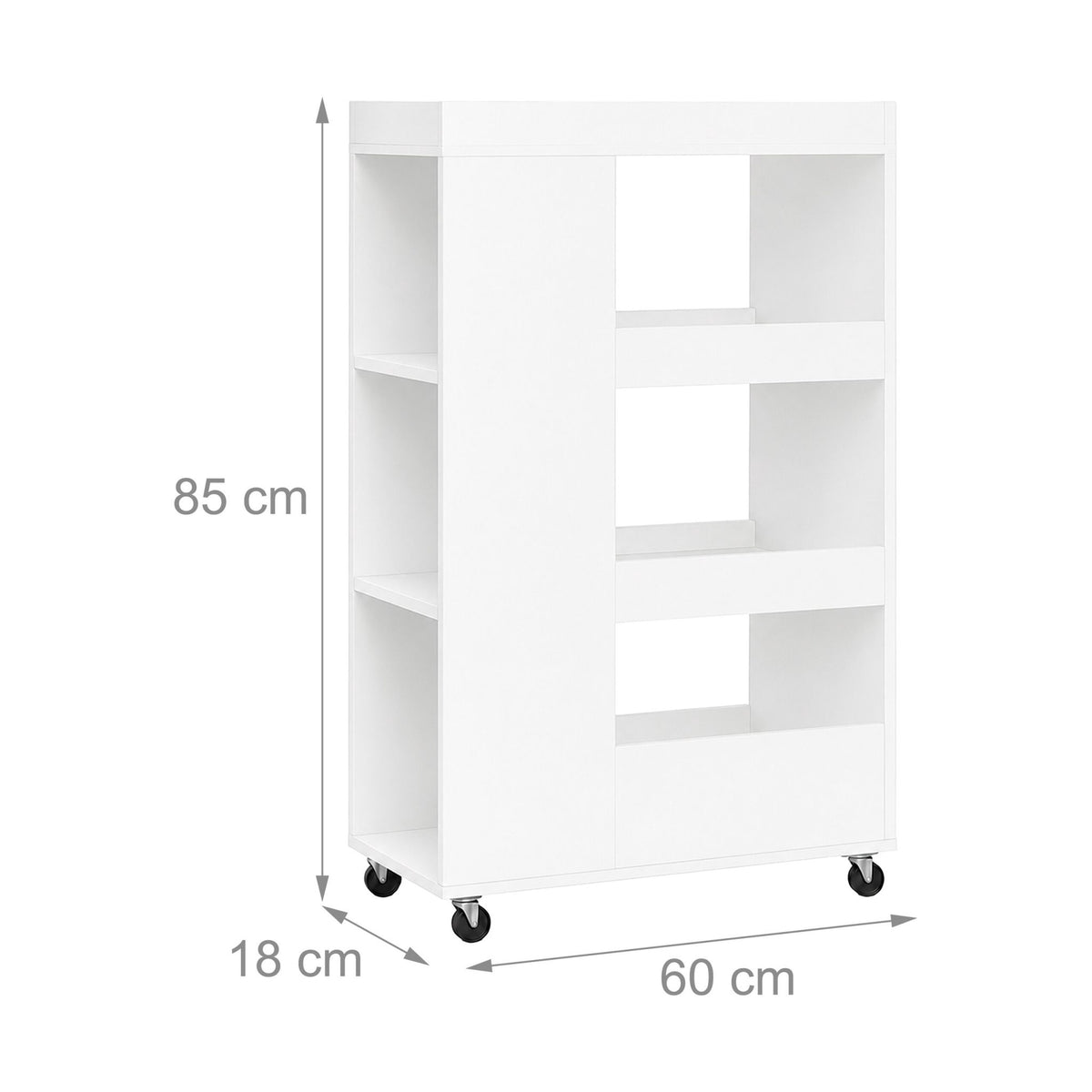 4-Tier White Kitchen Trolley with Shelves & Compartments