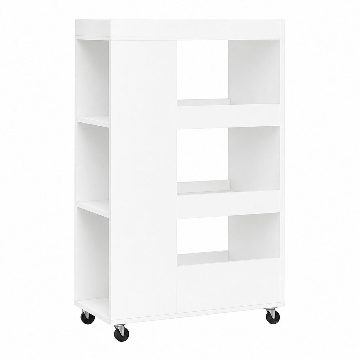 4-Tier White Kitchen Trolley with Shelves & Compartments
