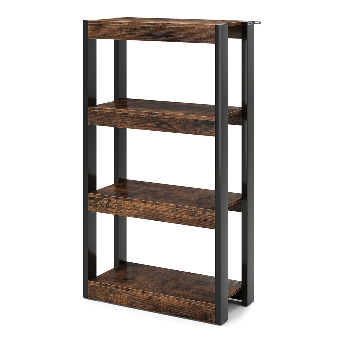 4-Tier Wood Bookshelf with Anti-Tip Kits, Open Shelves
