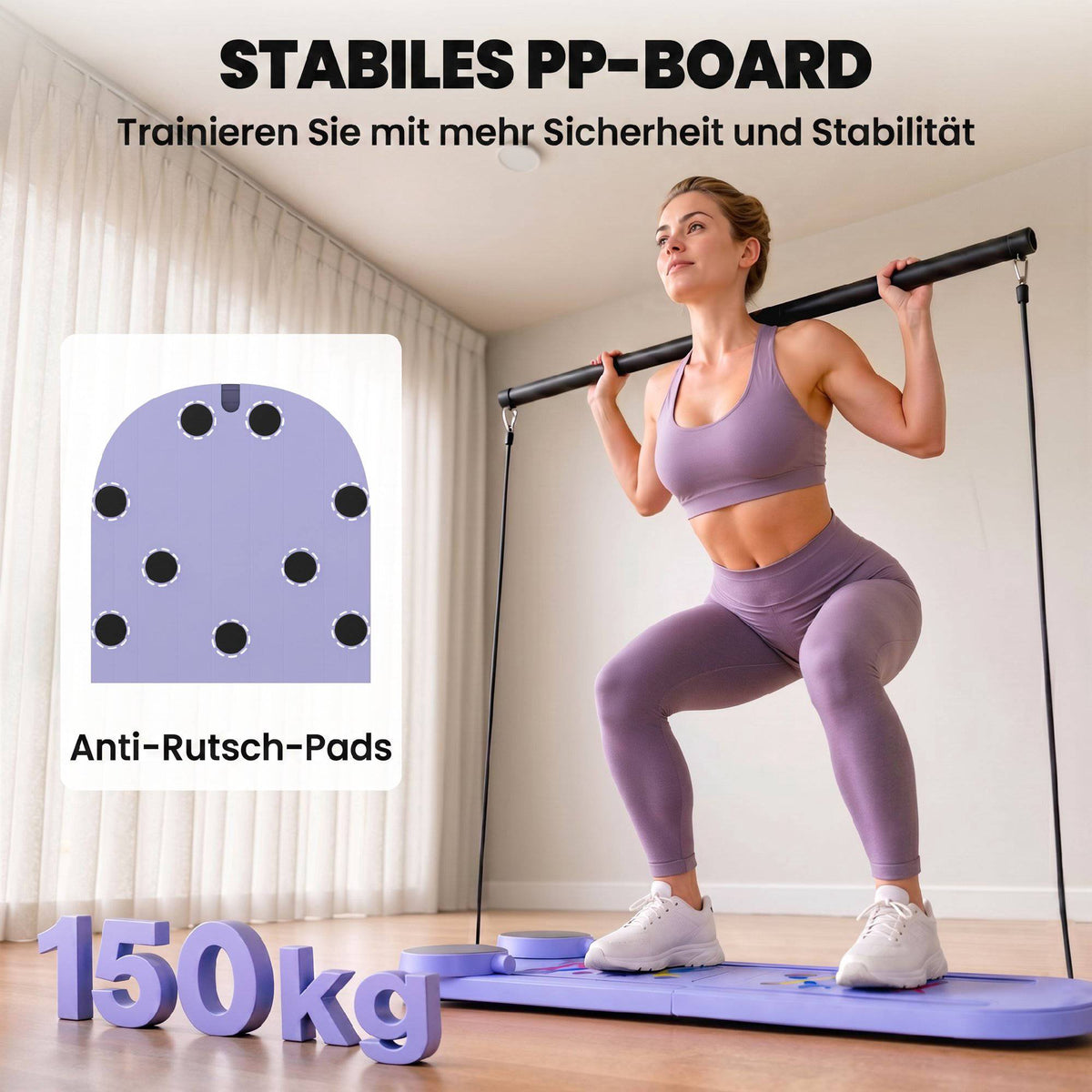 4-in-1 Foldable Pilates Board Set with Resistance Bands