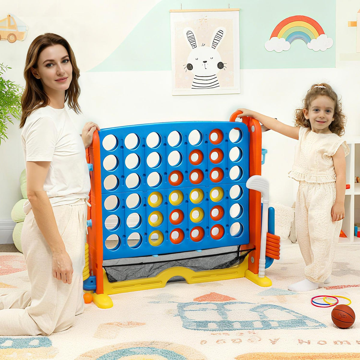 4-in-1 Game Set, Adjustable, Plastic, Colorful