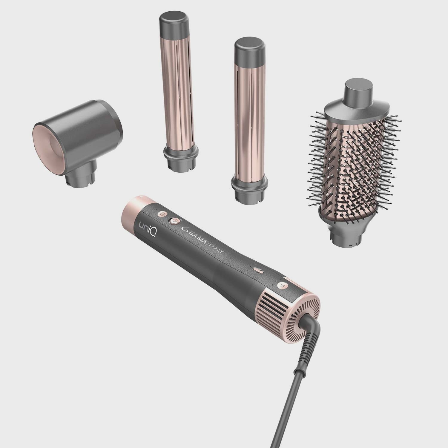 4-in-1 Hair Styler with Oval Brush, Curling Wand, Dryer