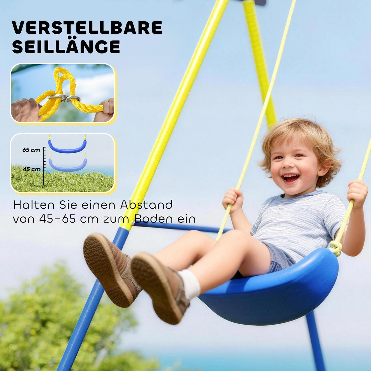 4-in-1 Swing Set with Nest Swing, Basketball & Soccer Goal