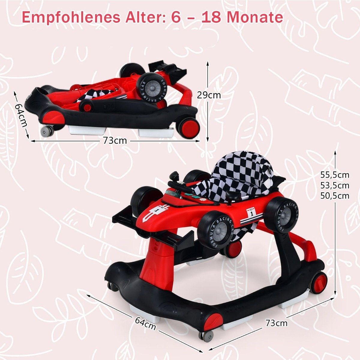 4 in 1 baby walker folding baby walker with adjustable height red