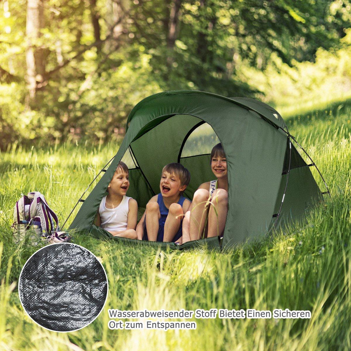 4 in 1 camping tent set for 2 people with cover and mattress 194 x 146 x 160 cm green