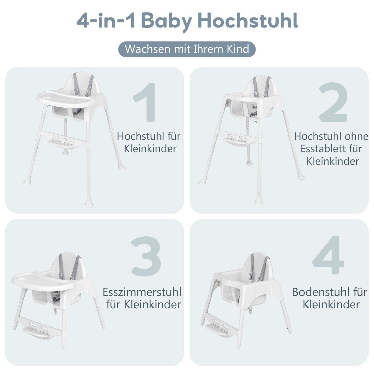 4 in 1 high chair baby high chair with removable tray baby high chair white