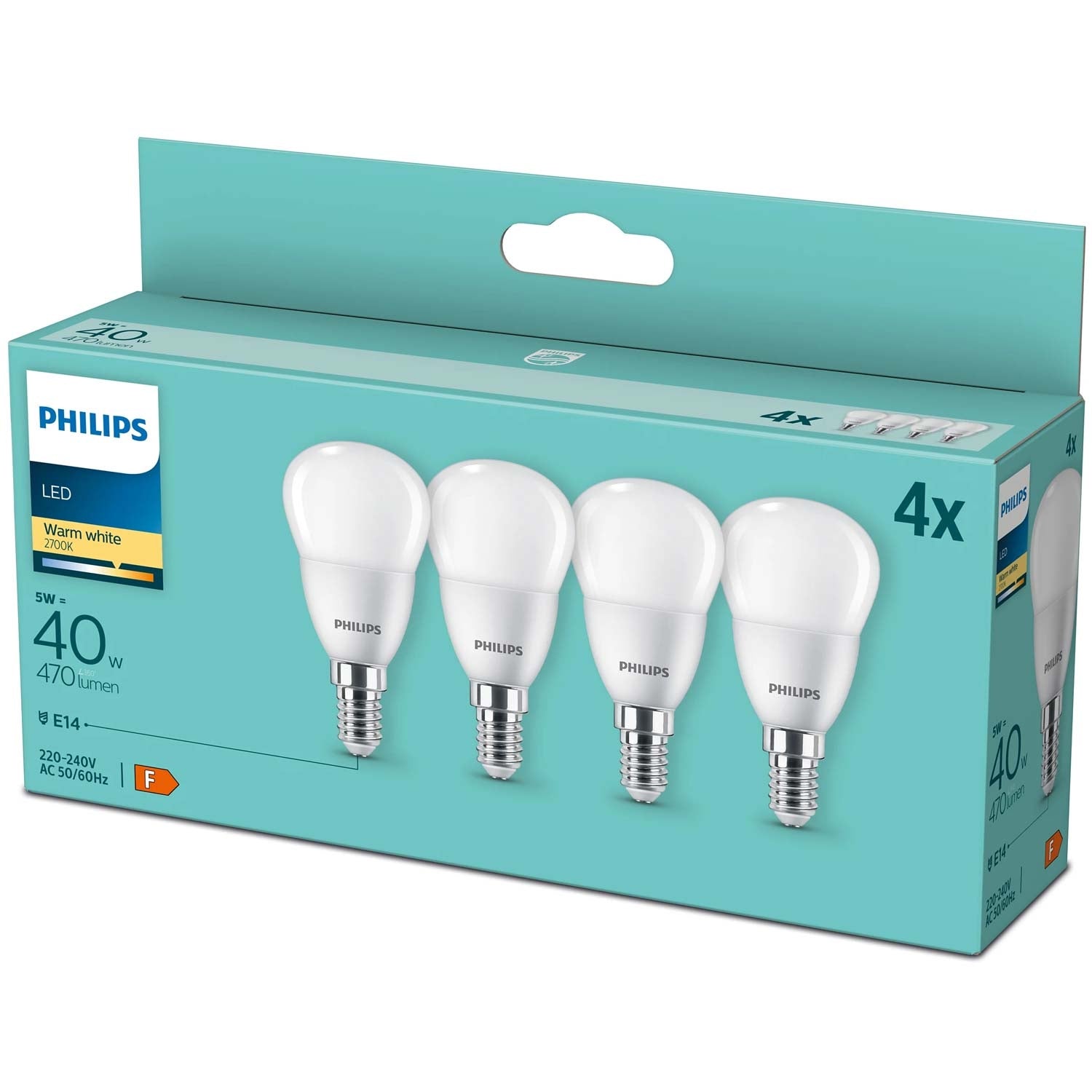 4-pack LED E14 Globe P45 5W (40W) Frost 470lm