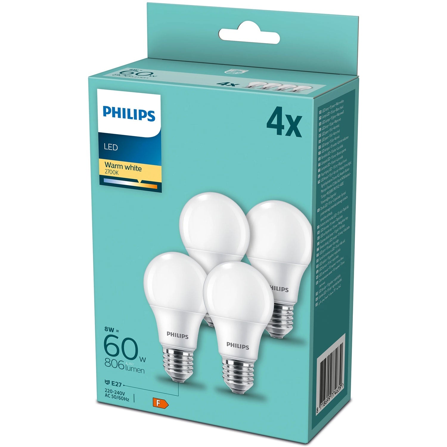 4-pack LED E27 Normal Frost 60W 806lm