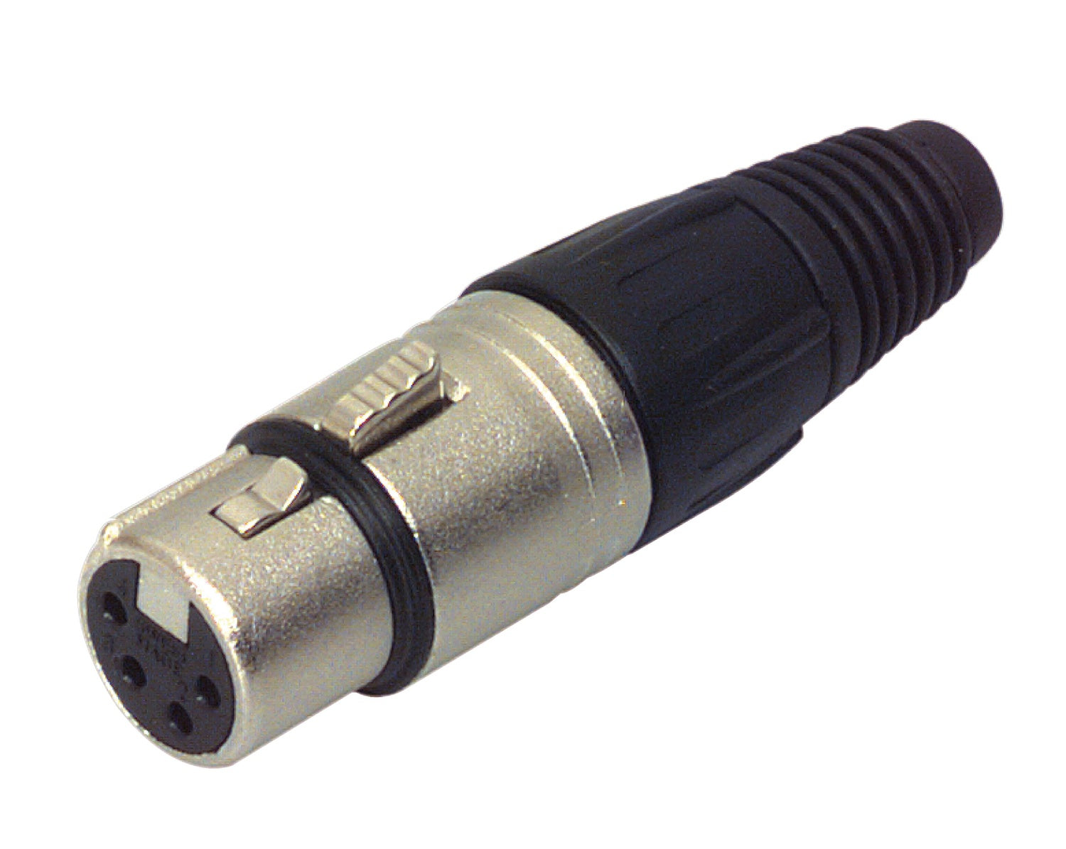 4-pin female cable connector with nickel casing and silver contacts