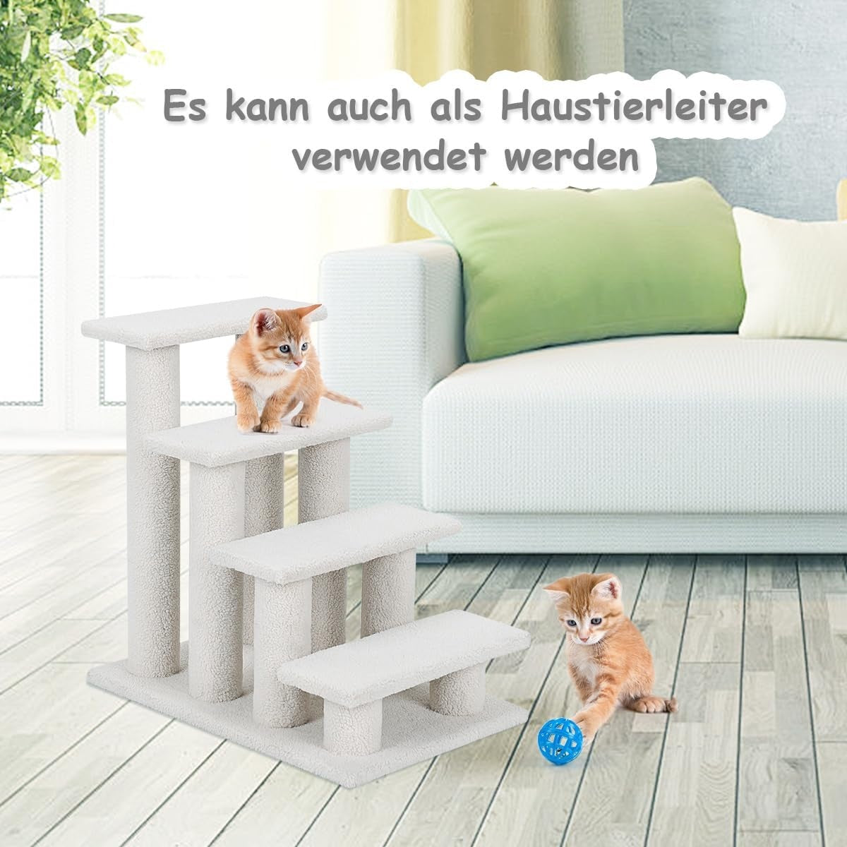 4 steps animal stairs for cats and dogs up to 25 kg cat stairs dog stairs beige