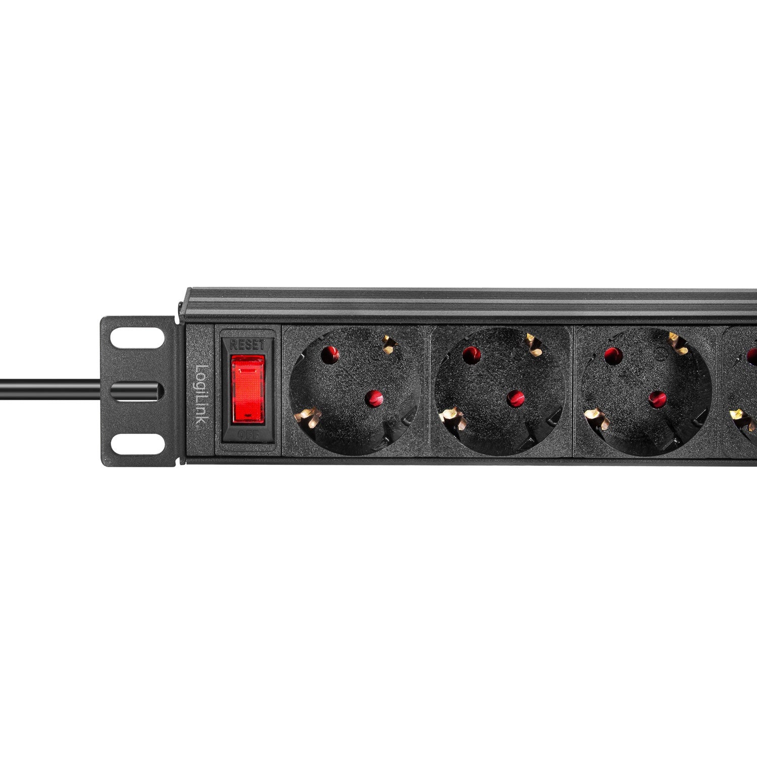 4-way branch socket with switch for 10" rack U1 Black