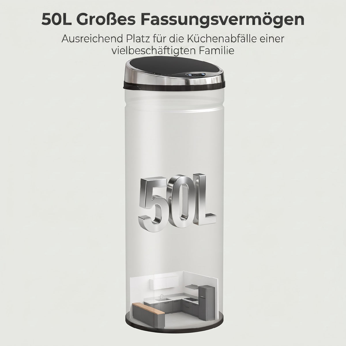 50L Stainless Steel Automatic Sensor Trash Can
