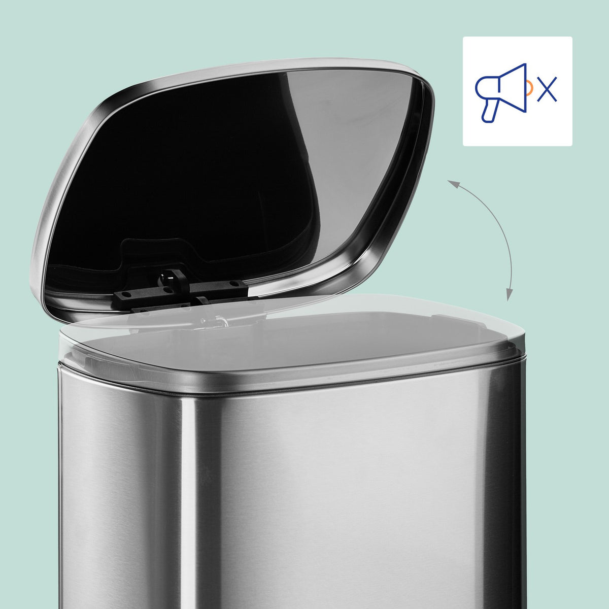 50L Stainless Steel Pedal Bin – Soft-Close Lid