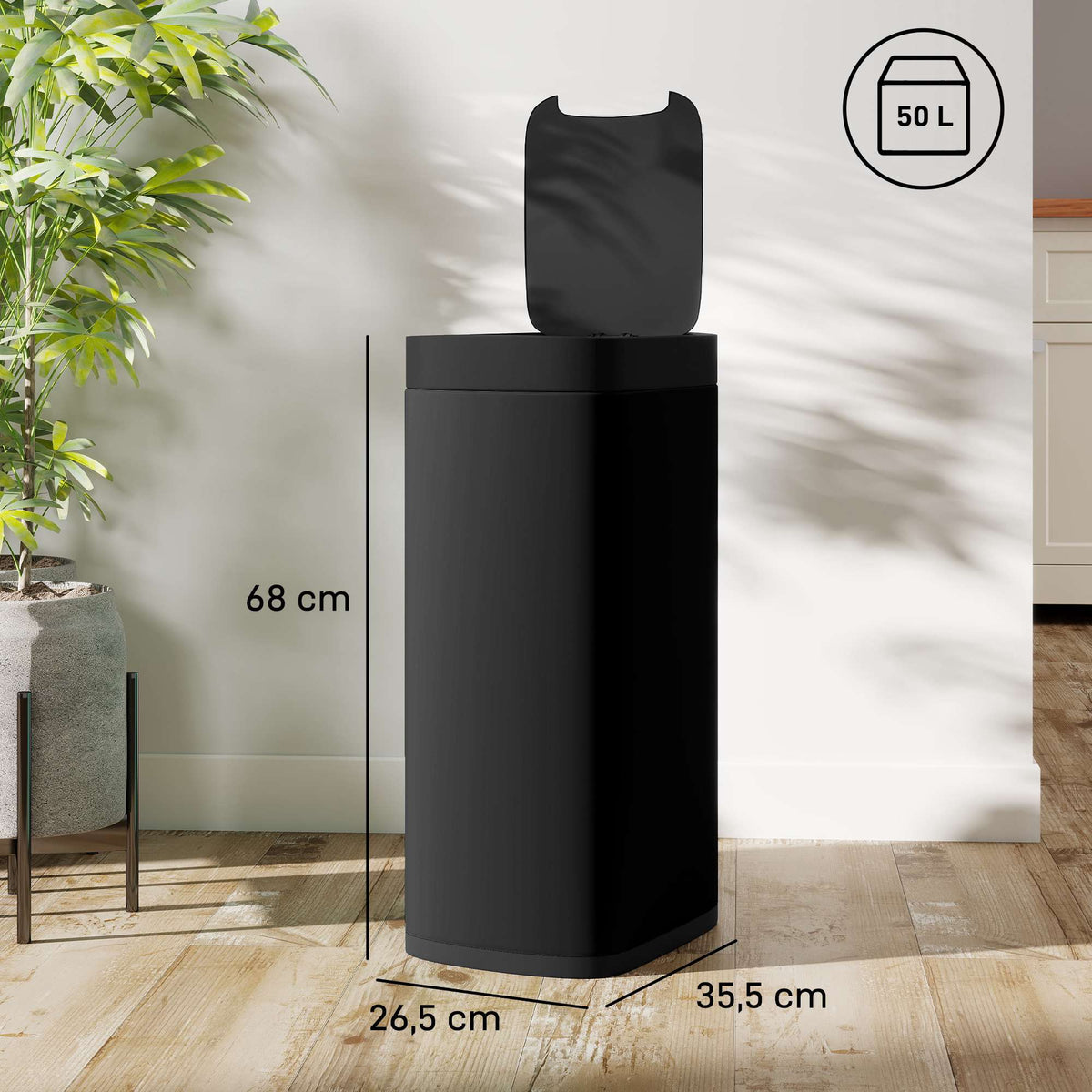 50L Touchless Sensor Trash Can – Fingerprint Resistant Metal