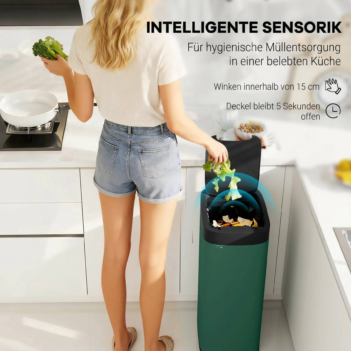 50L Touchless Sensor Trash Can, Fingerprint-Resistant Metal