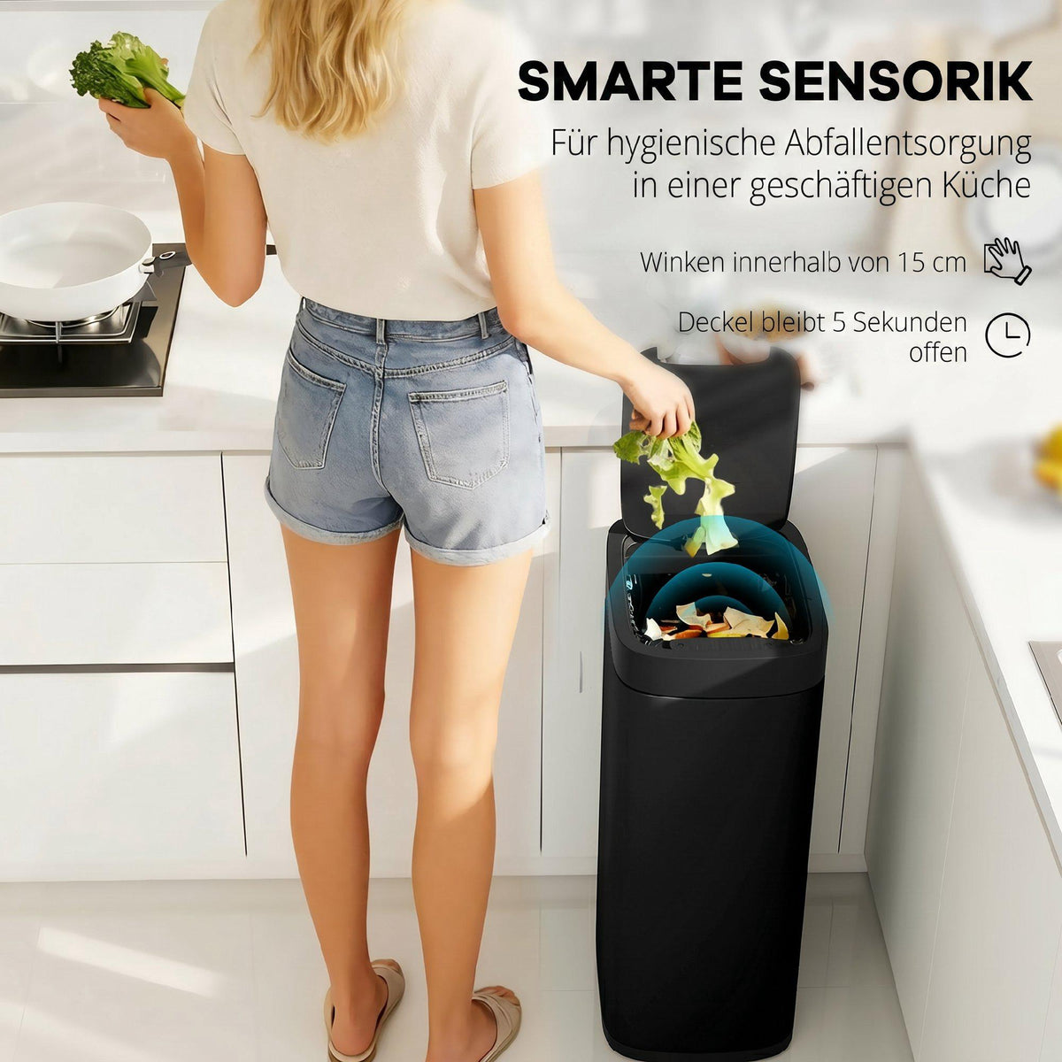 50L Touchless Sensor Trash Can – Fingerprint Resistant Metal
