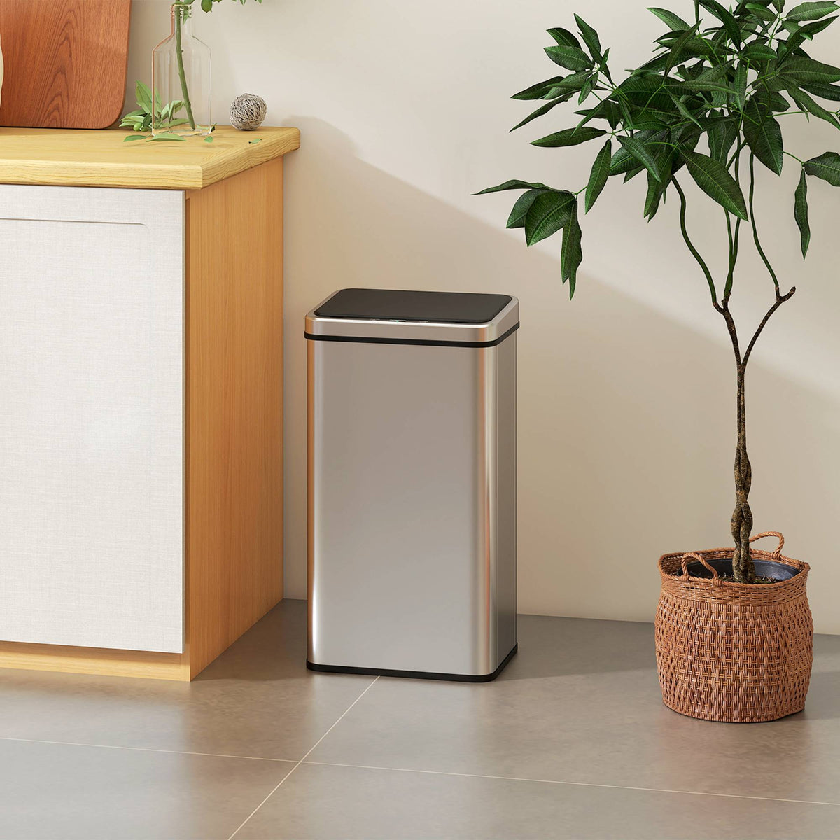 50L Touchless Sensor Trash Can, Stainless Steel