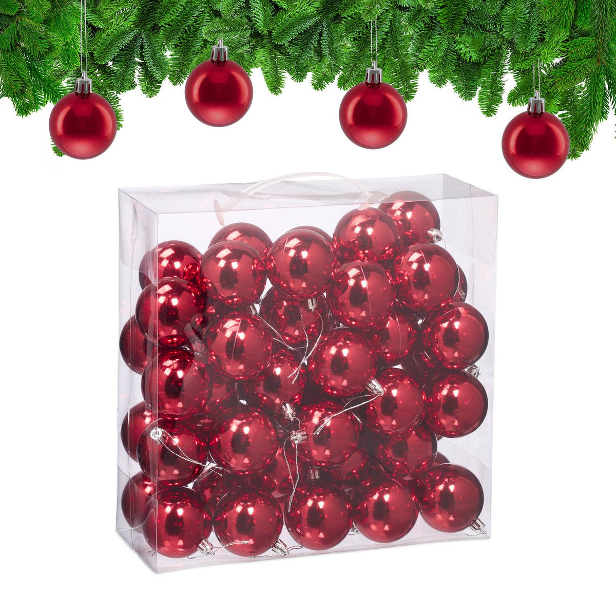 50 Shiny Christmas Tree Baubles – Decorative Set