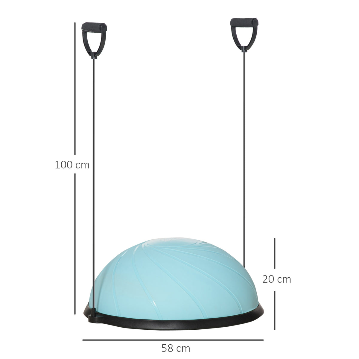 Ø 58 Cm Yoga Ball Half Ball Balance Trainer Balance Ball Half Exercise Ball With Training Rope Home For Yoga Balance Stability Light Blue