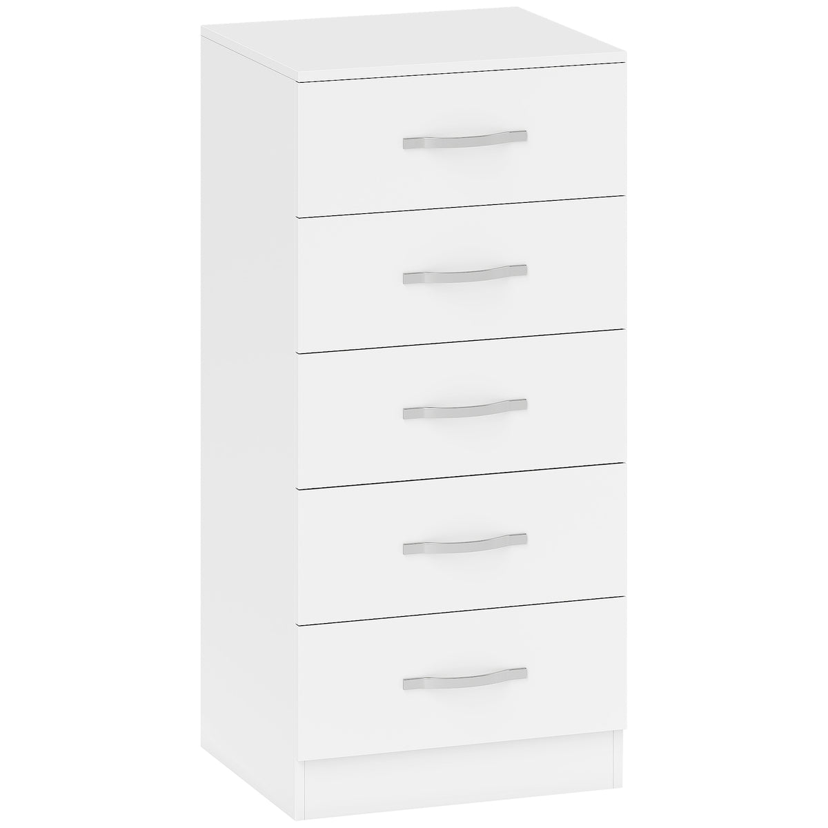 5-Drawer White Dresser, Chipboard, Space-Saving Design
