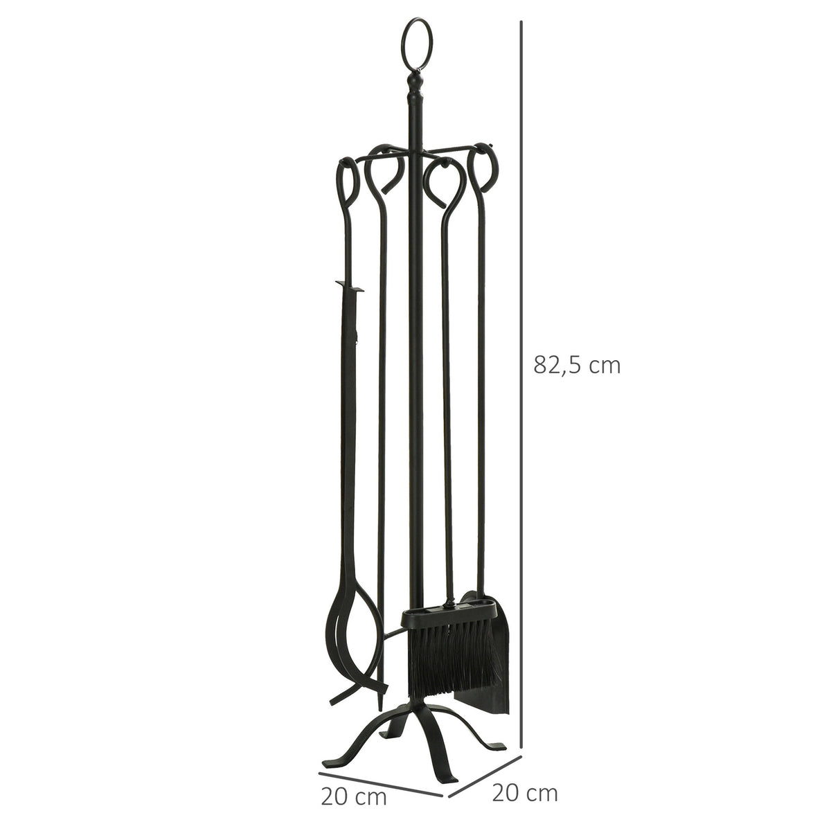 5-Piece Fireplace Set, Fireplace Set, Fireplace Cutlery, Interior Fireplace Accessories, Fireplace Cutlery, Wrought Iron Cutlery, Tools, Metal, Black