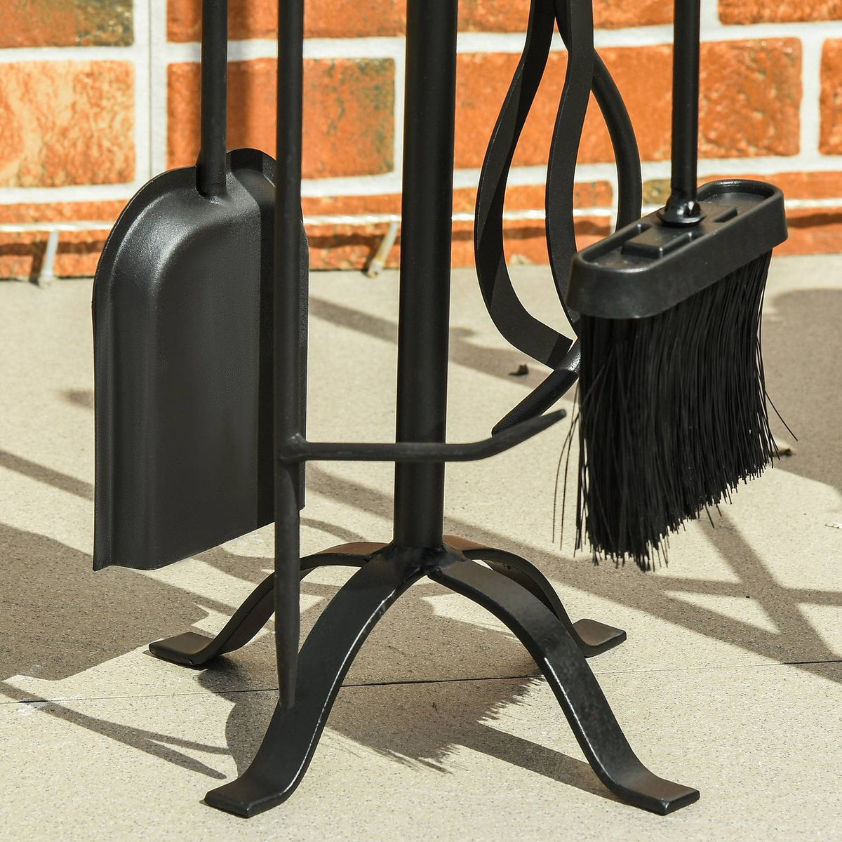 5-Piece Fireplace Set, Fireplace Set, Fireplace Cutlery, Interior Fireplace Accessories, Fireplace Cutlery, Wrought Iron Cutlery, Tools, Metal, Black