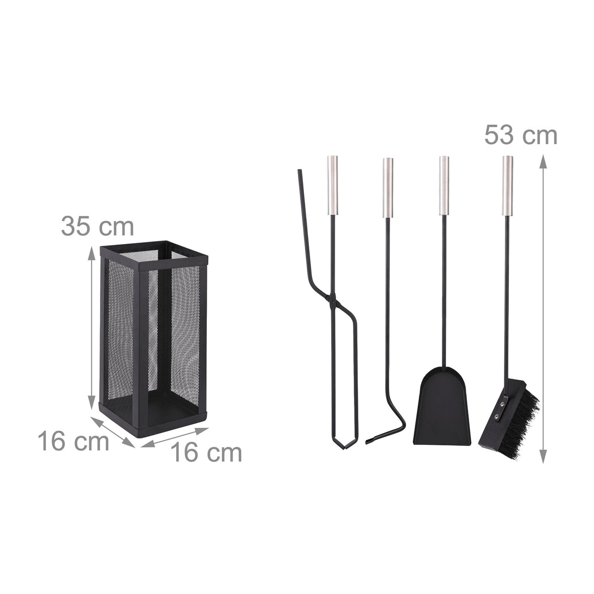 5-Piece Stainless Steel Fireplace Tool Set