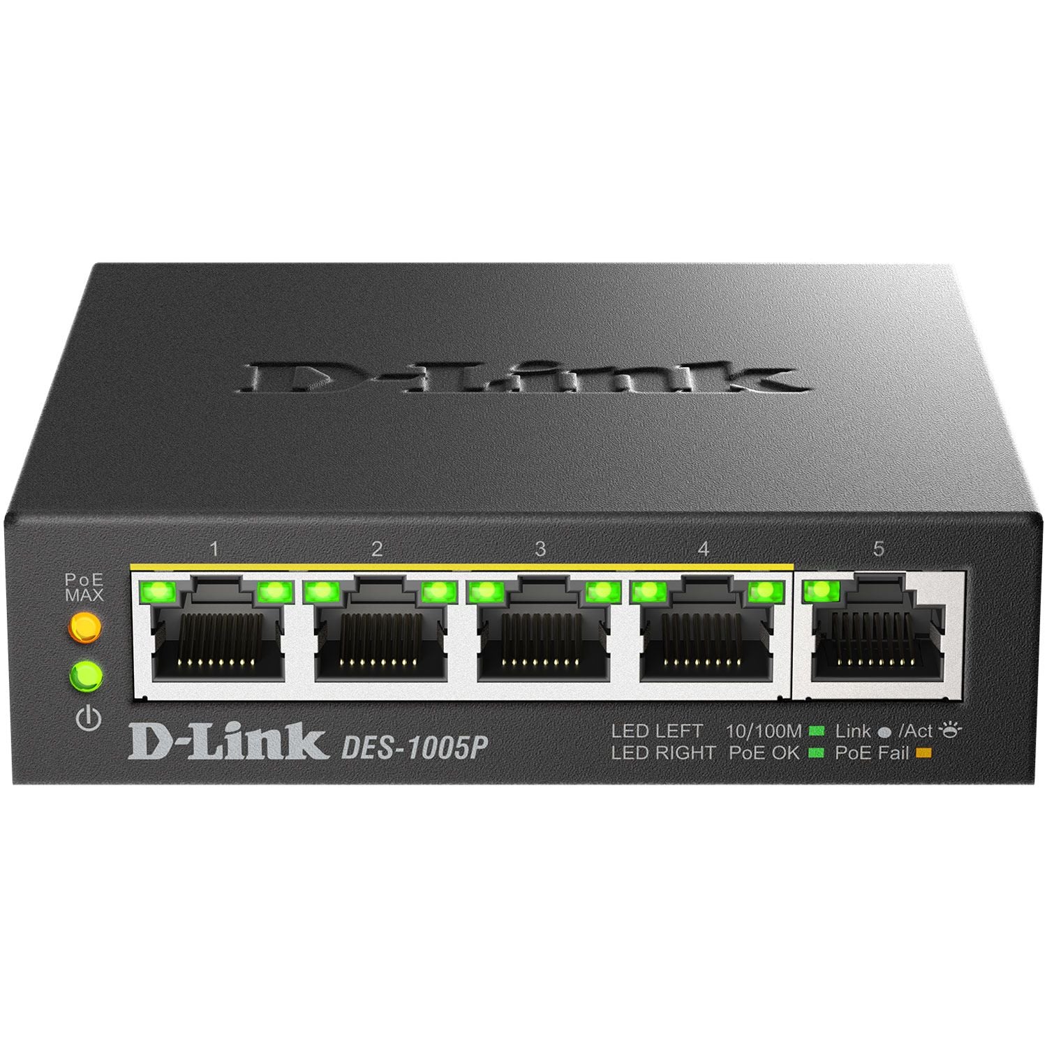 5-Port Fast Ethernet PoE+ Network Switch