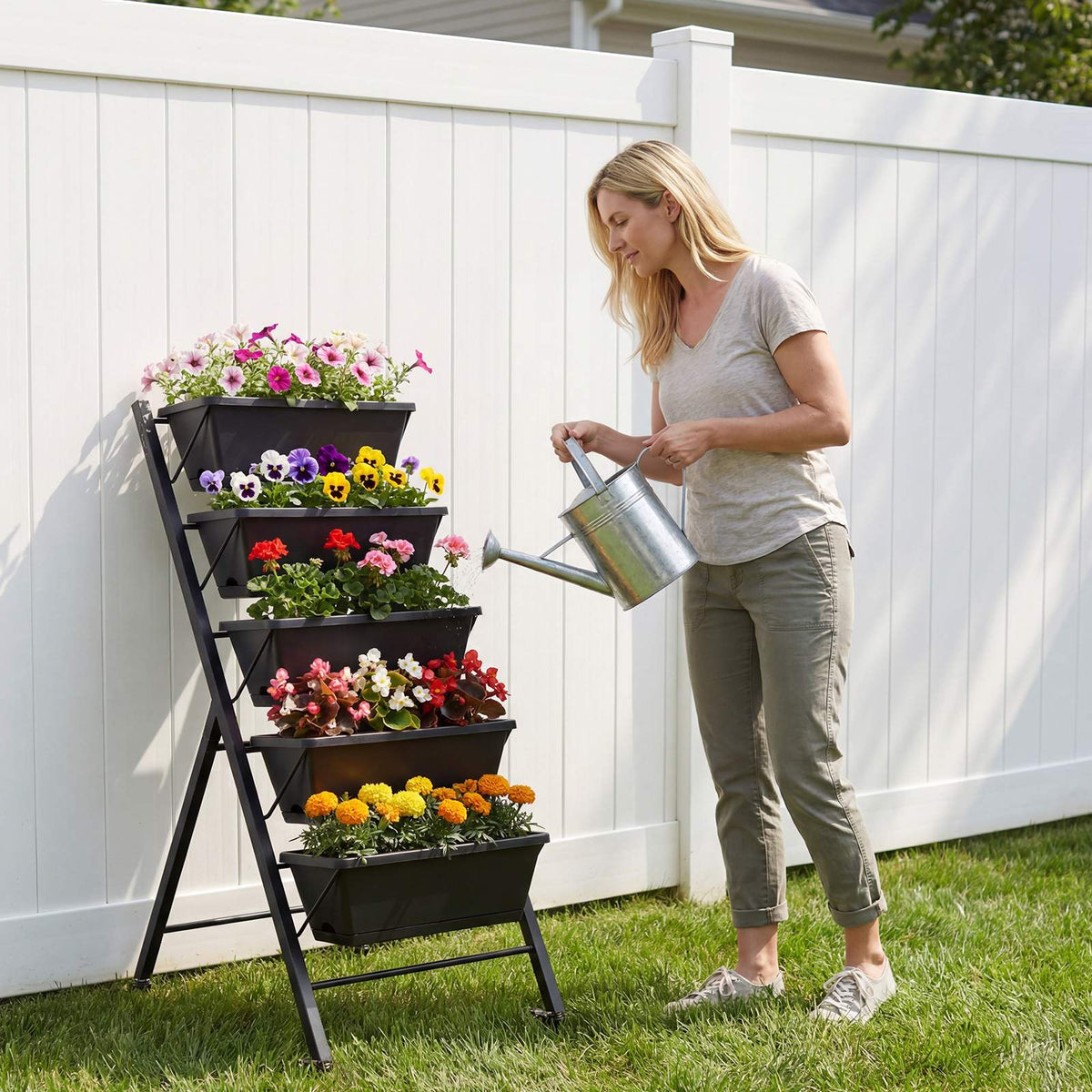 5-Tier Vertical Raised Garden Bed with Wheels, Removable Boxes