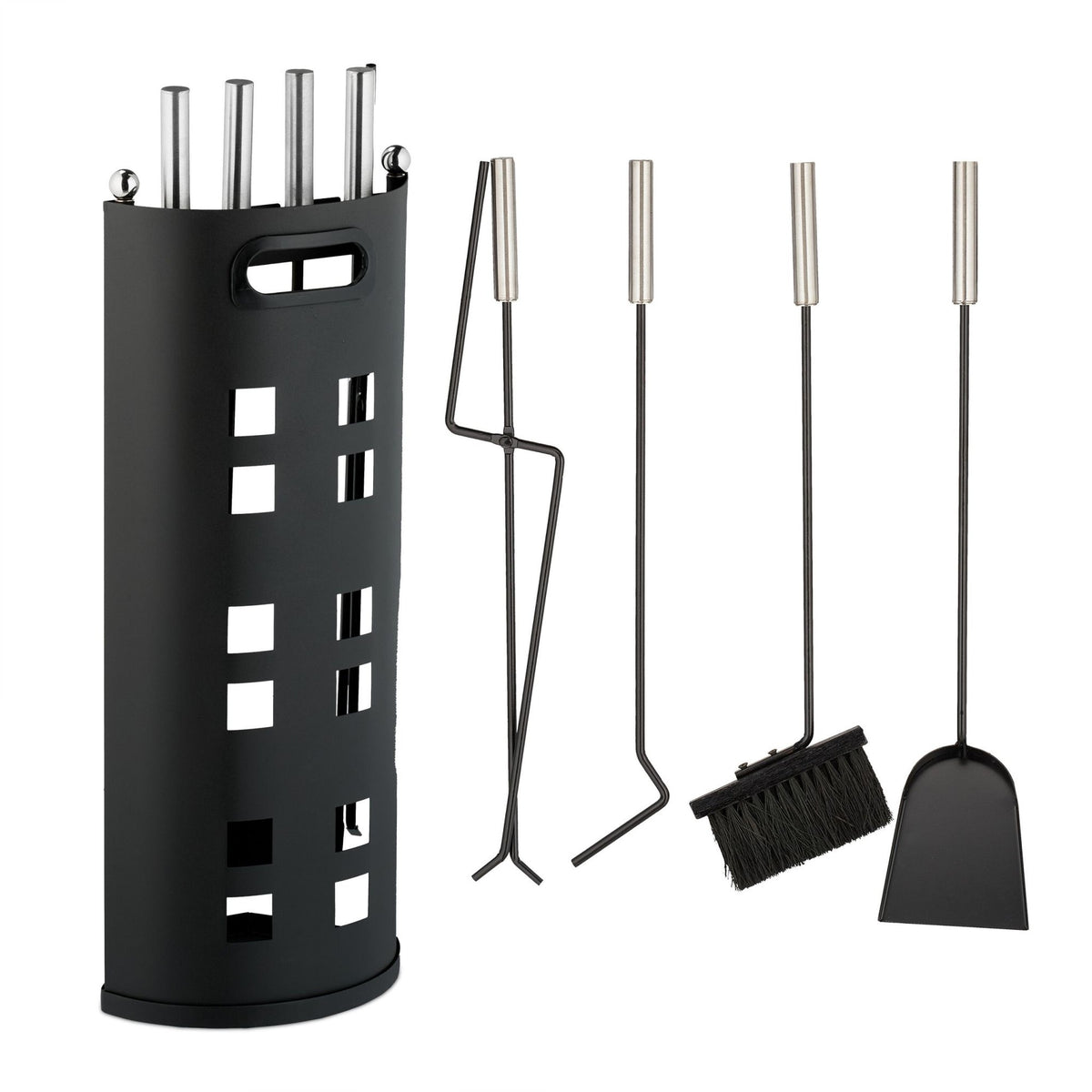 5-piece fireplace set in black