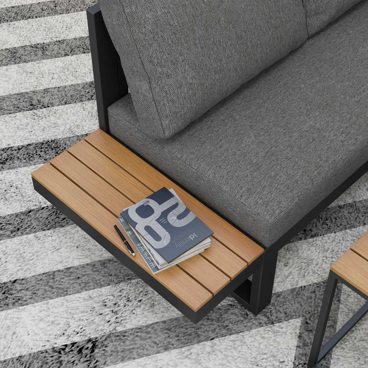 5-piece garden furniture set with corner sofa and double sofa, coffee table, balcony furniture set with seat cushion, garden lounge set, gray