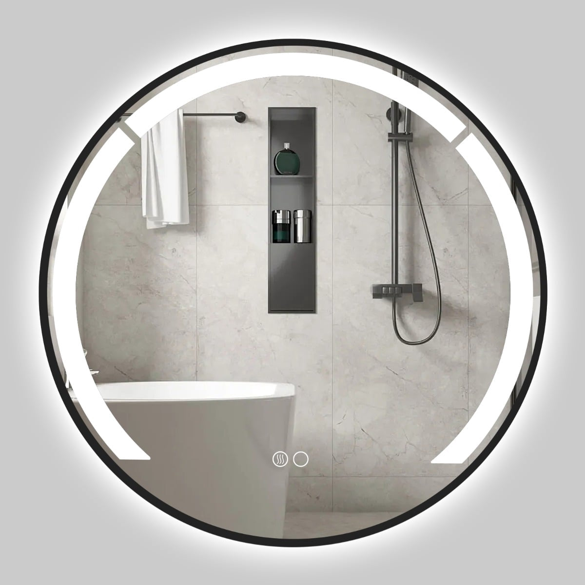 60 cm Round LED Bathroom Mirror with Anti-Fog Feature