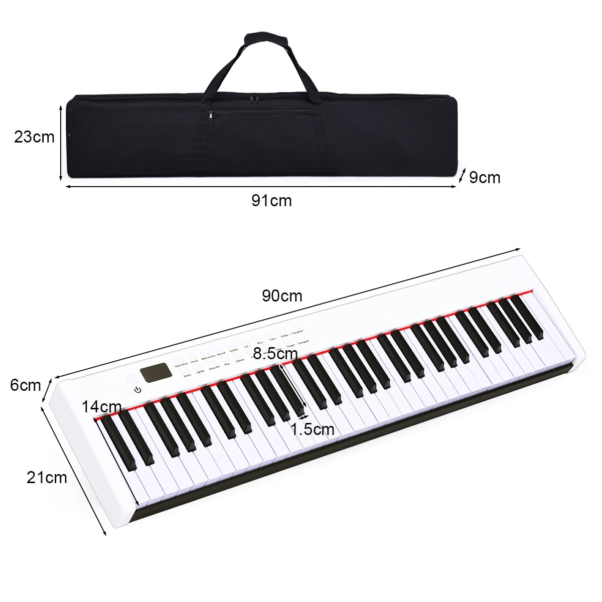 61-Key Digital Keyboard Piano with Case, Weighted Keys