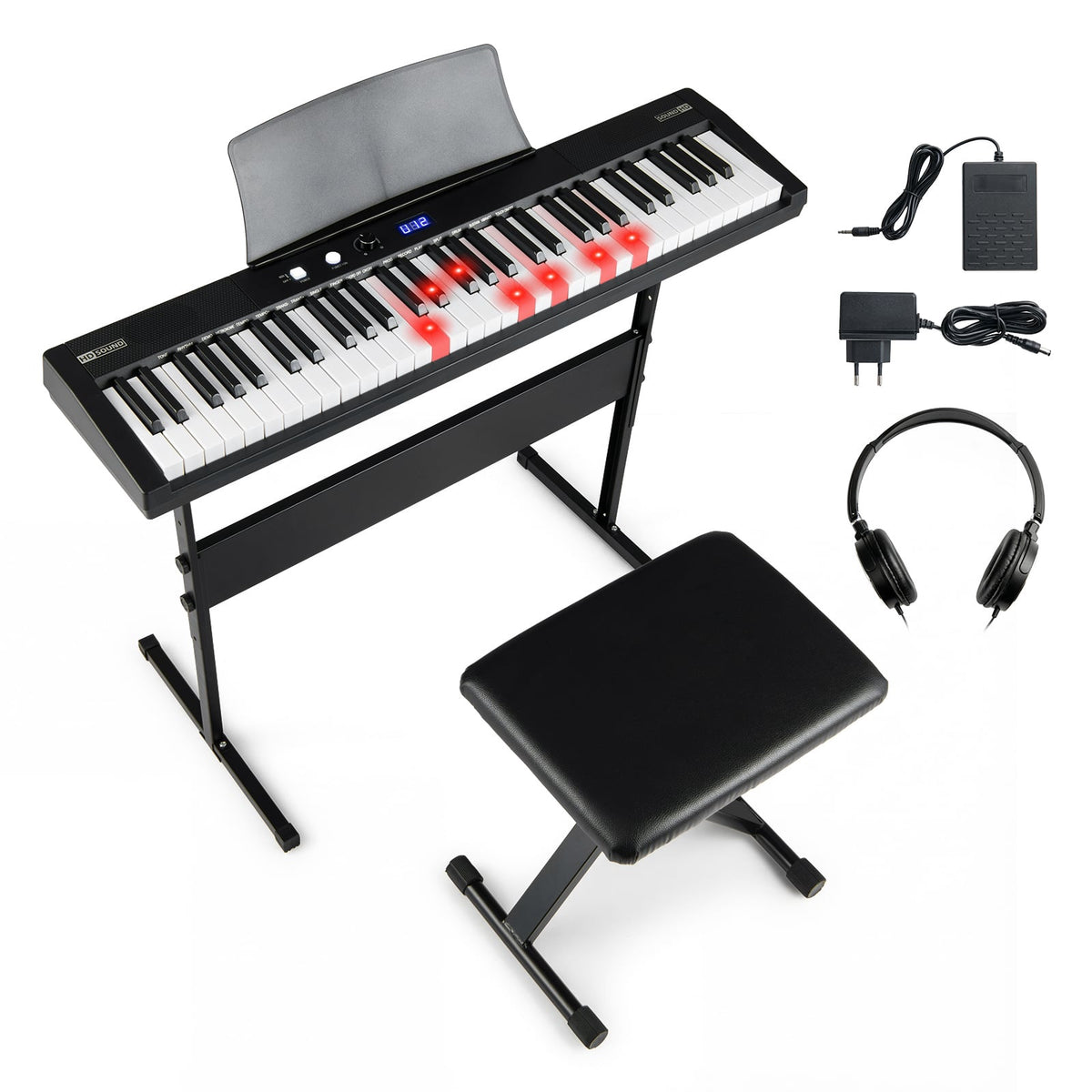 61-Key Electronic Keyboard Set with Adjustable Stand