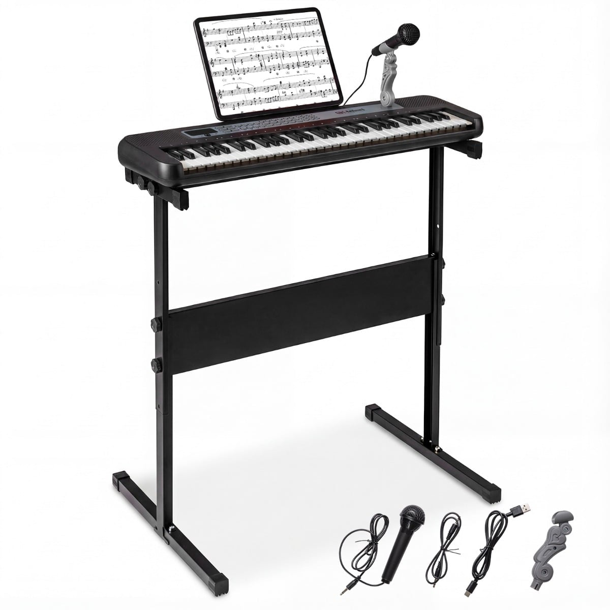 61-Key Kids Piano Keyboard with Adjustable Stand & Mic