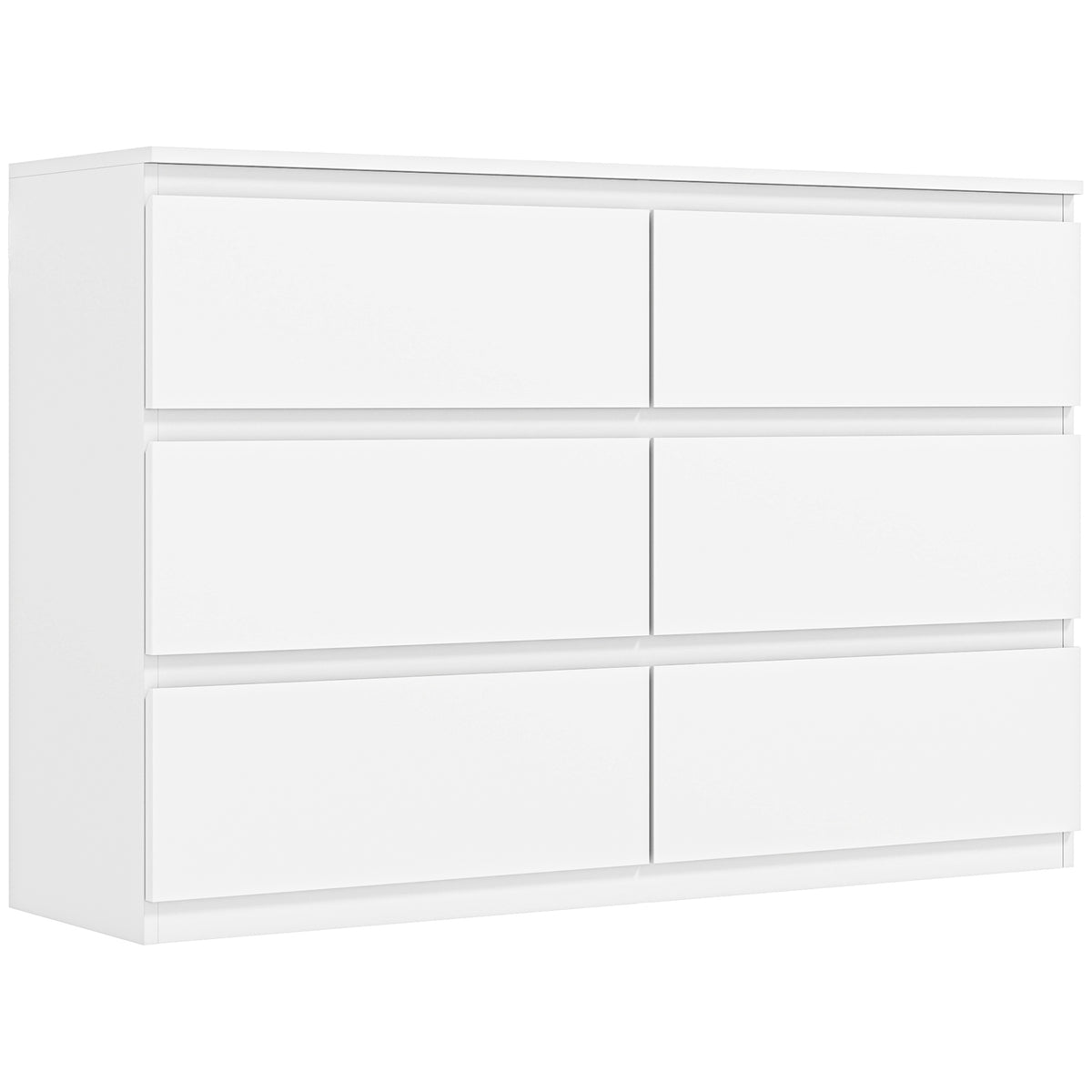 6-Drawer Dresser, White Chest of Drawers 112 x 34 x 75 cm