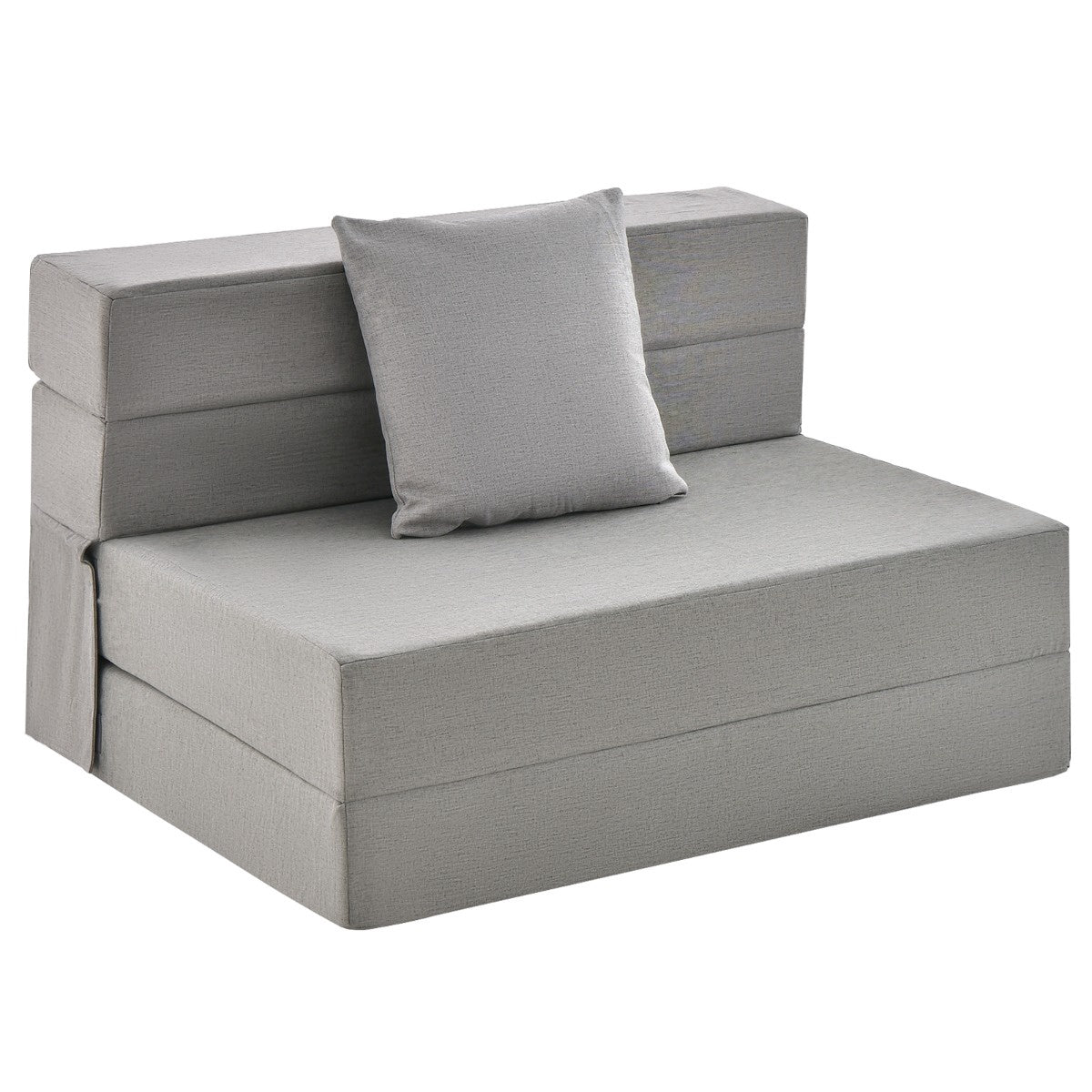 6-Inch Tri-Fold Sofa Bed Mattress with Pillow, Light Gray