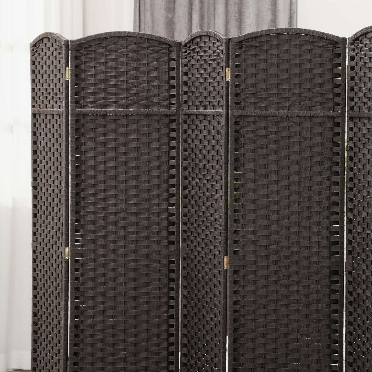 6-Panel Folding Room Divider, Brown, Polypropylene