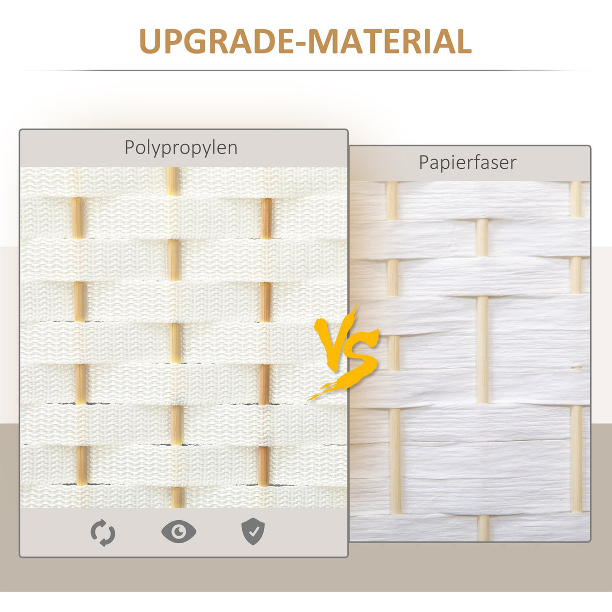 6-Panel Folding Room Divider, White Polypropylene