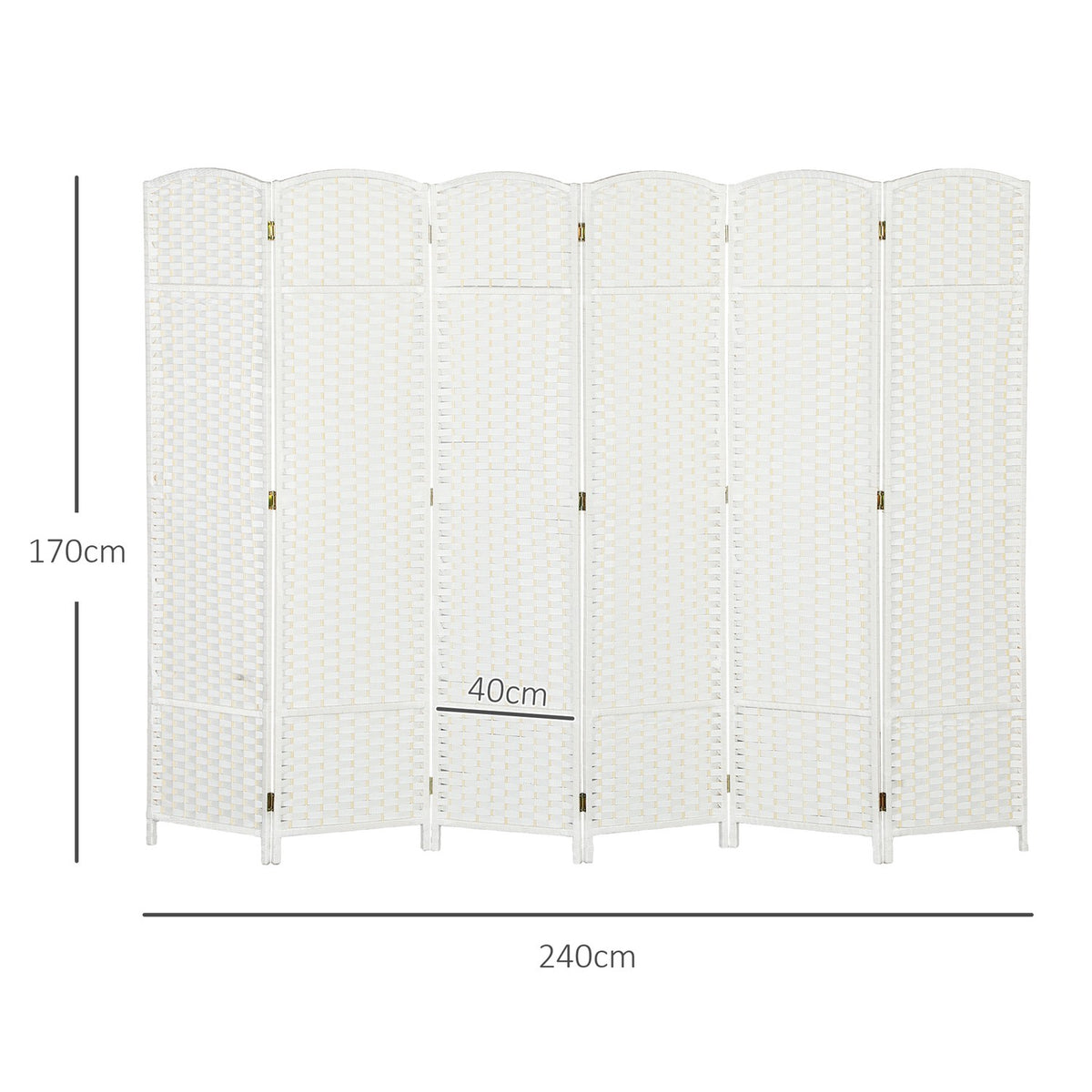 6-Panel Folding Room Divider, White Polypropylene
