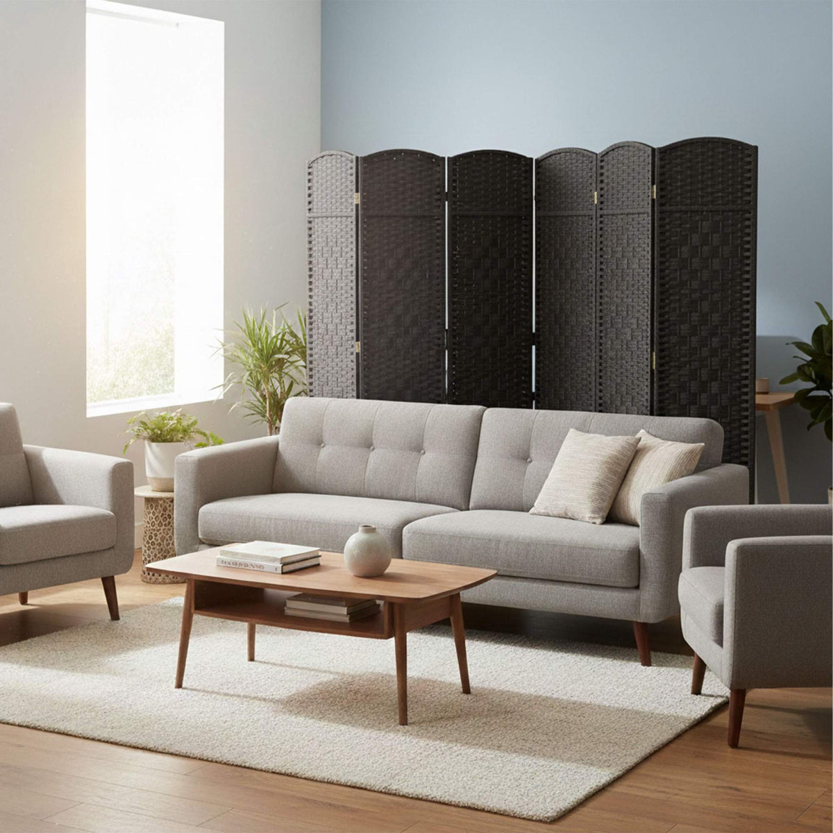 6-Panel Room Divider Folding Screen