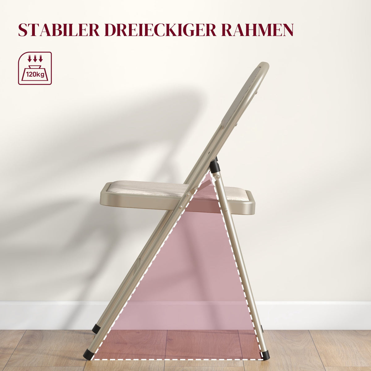 6-Piece Folding Chairs Set, Steel Frame, Linen Look, Beige