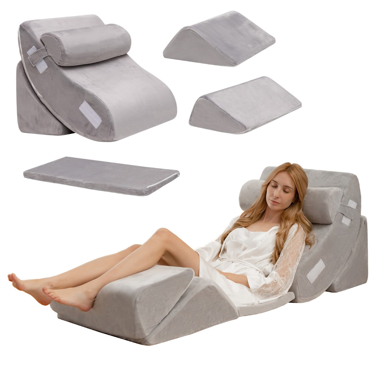 6-Piece Memory Foam Wedge Pillow Set for Pain Relief